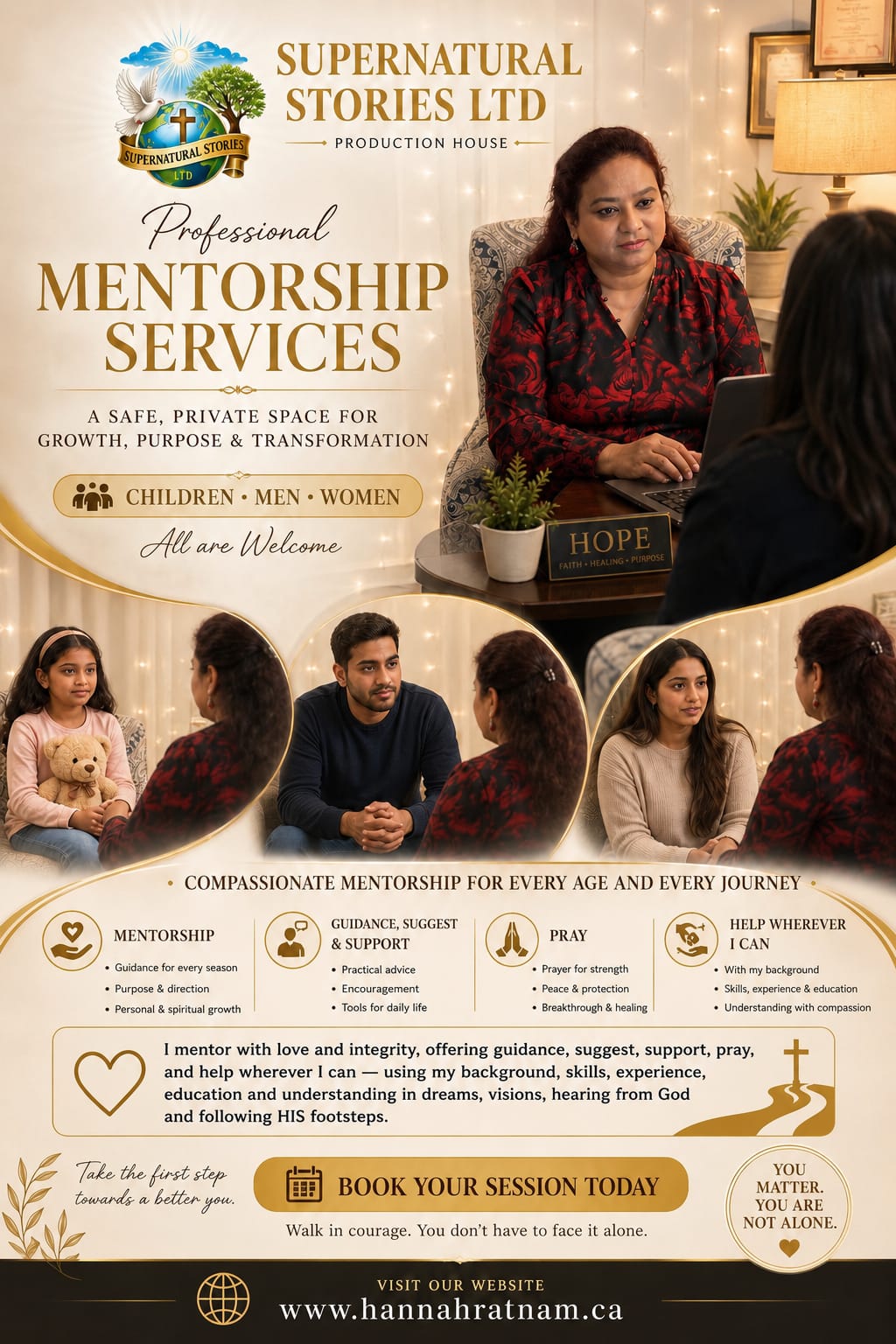 Mentorship, guidance, advice, emotional support, and prayer